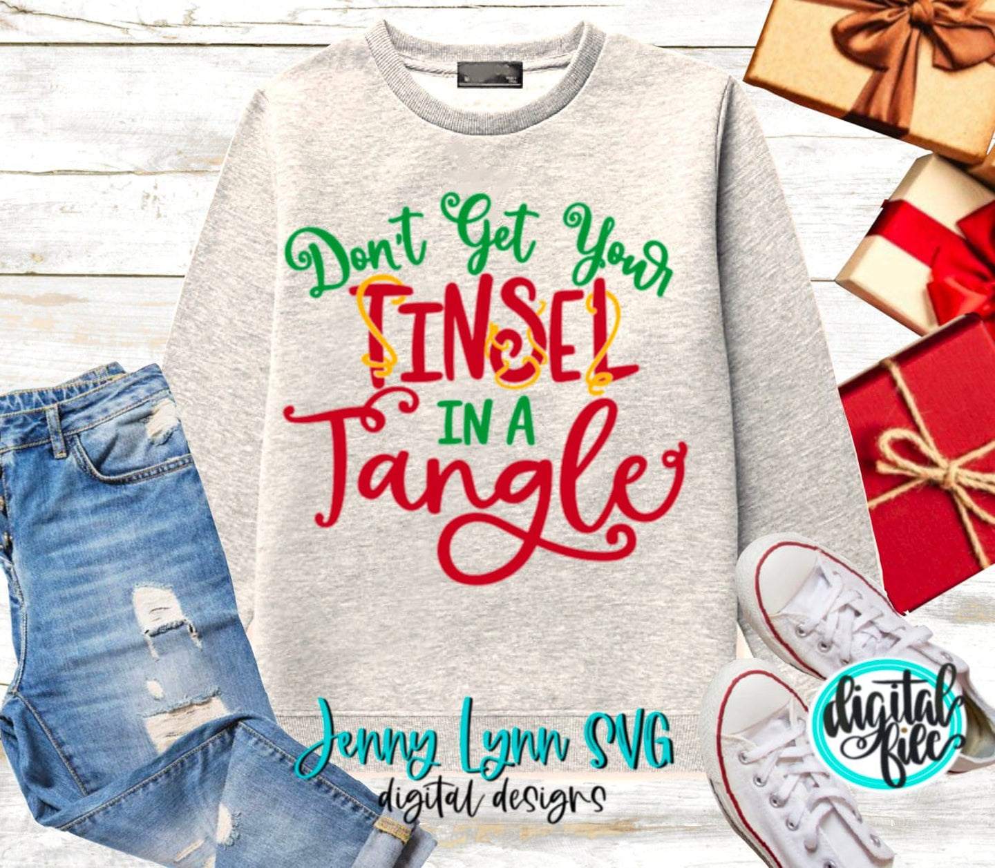 Christmas SVG Dont Get Your Tinsel in a Tangle SVG HTV Christmas shirt svg Cricut Silhouette Sublimation Funny Christmas Shirt Png Family