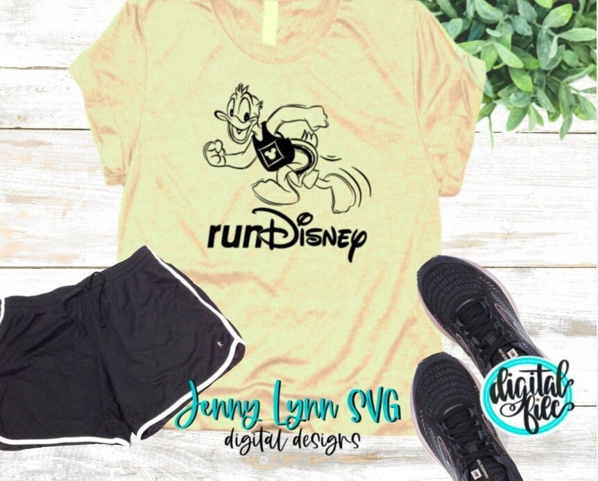 Donald Duck RunDisney Running Shirt SVG RunDisney Shirt Exercise DXF Silhouette Iron On Digital Design Cricut Cut Files Donald Running Png
