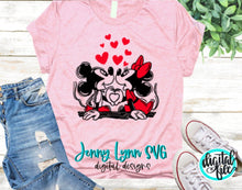 Load image into Gallery viewer, Mickey and Minnie Hearts SVG Valentines Love SVG PNG Dxf Silhouette Cricut Cut File Sketch Valentines Mickey Minnie Hearts dxf  Png
