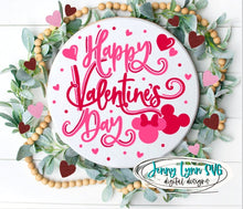 Load image into Gallery viewer, Happy Valentine SVG Sign Mickey Minnie PNG Designs  or Cut File Valentines Cricut Silhouette DisneyValentines DXF Valentines Shirts Sign png

