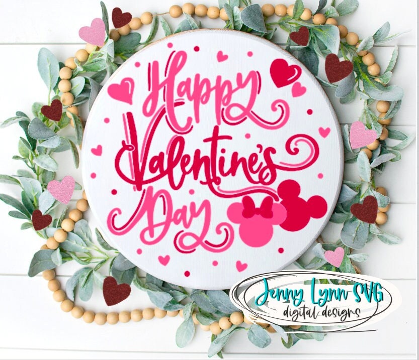 Happy Valentine SVG Sign Mickey Minnie PNG Designs  or Cut File Valentines Cricut Silhouette DisneyValentines DXF Valentines Shirts Sign png