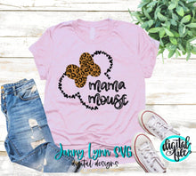 Load image into Gallery viewer, Leopard Mama Mouse Mickey Head Digital File SVG Hand Lettered Animal Print Disneyland Mama Silhouette Cricut Shirt dxf PNG
