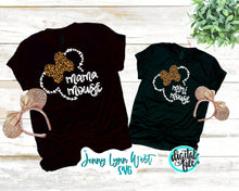 Load image into Gallery viewer, Leopard Mama Mouse SVG Mini Mouse Mickey Head Digital File SVG Animal Print Hand Lettered Disneyland Mama mouse Silhouette Cricut dxf PNG
