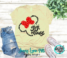 Load image into Gallery viewer, Gigi Mouse SVG Grandma Mouse Mickey Head Digital File SVG Hand Lettered gigi Mouse Ears Silhouette Cricut HTV Disneyland Vacation Shirts

