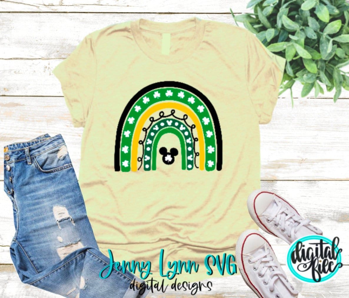 St Patricks Day Rainbow Mickey SVG March SVG PNG Dxf Silhouette Cricut Cut File Mickey dxf Png Clovers Rainbows St Patricks Day Mickey Shirt