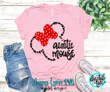 Load image into Gallery viewer, Auntie Mouse SVG Disneyland Park Hand Lettered SVG Shirt Digital dxf Silhouette PNG Download Disneyworld Digital Cricut Cut File svg
