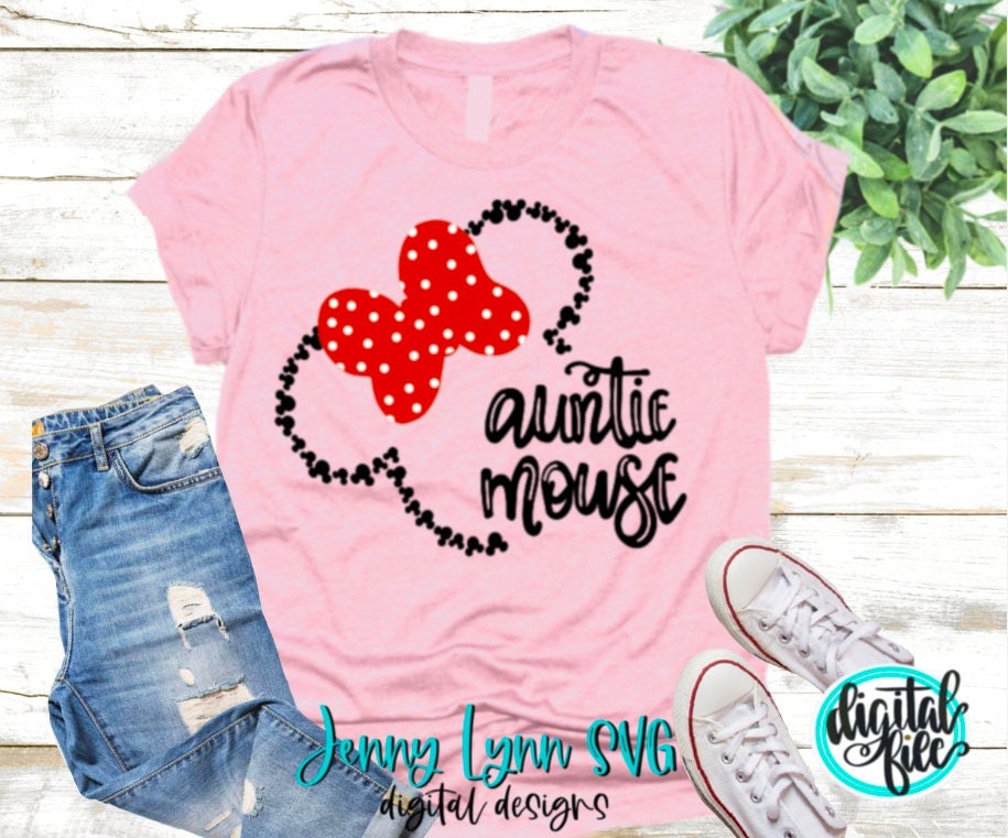 Auntie Mouse SVG Disneyland Park Hand Lettered SVG Shirt Digital dxf Silhouette PNG Download Disneyworld Digital Cricut Cut File svg