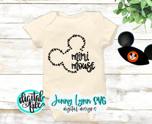 Mini Mouse Mickey Heads Digital File SVG Hand Lettered Mini Mouse Silhouette Cricut Shirt Htv Screenprint PNG