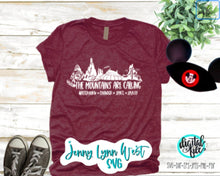 Load image into Gallery viewer, The Mountains are Calling SVG Disneyland SVG Digital File Disneyland Shirt Splash Thunder Space Mountain PNG svg Eps Digital Files
