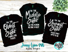 Load image into Gallery viewer, Sister Rules SVG Shirts Sister Family Svg Iron On Cricut Printable Digital Cut File Oldest Youngest Middle BUNDLE 3 Designs Family Reunion
