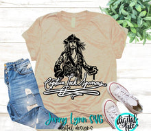 Load image into Gallery viewer, Johnny Depp Jack Sparrow SVG Pirates of Caribbean SVG Cut file Captain Jack Sparrow DXF Png Pirates of Caribbean Shirt Iron On File Pirates
