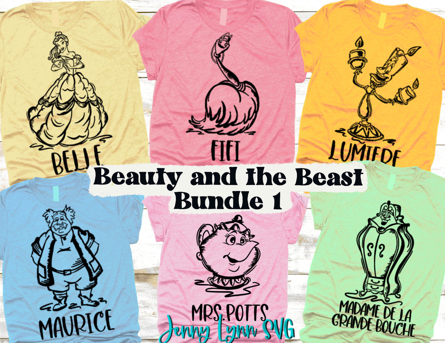 Beauty and the Beast SVG Bundle Belle Lumiere Mrs. Potts Fifi SVG Beauty and Beast Shirts DisneySVG Cut File Shirts Silhouette Cricut PNG