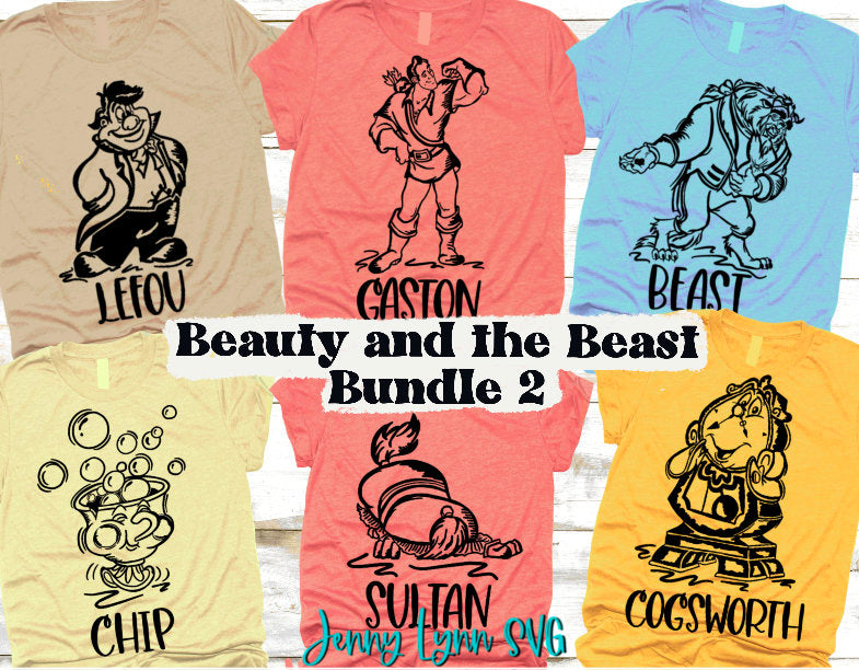 Beauty and the Beast SVG Bundle Gaston Cogsworth Chip LeFou SVG Beauty and Beast Shirts DisneySVG Cut File Shirts Silhouette Cricut PNG