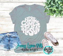 Load image into Gallery viewer, Summer SVG Here Comes the Sun SVG Vintage Retro svg Sun Ocean Beach Shirt DXF Cut file Iron on Digital Cut File Download Sun Summer svg
