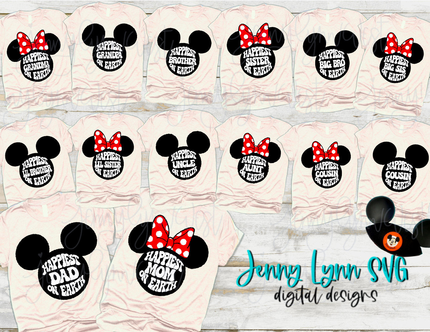 Family Disneyworld Shirts SVG  Mickey Mouse Happiest Place on Earth SVG Iron On Disneyland Digital Cut File Grandma Grandpa Mickey Mouse