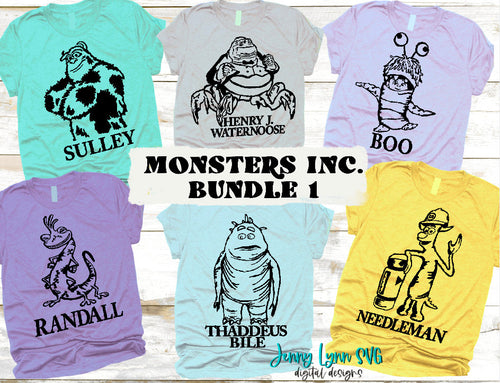 Monsters Inc SVG Bundle Sulley Boo Randall SVG Monsters Inc Shirts DisneySVG Cut File Disneyland Halloween Family Cricut PNG Bundle 1