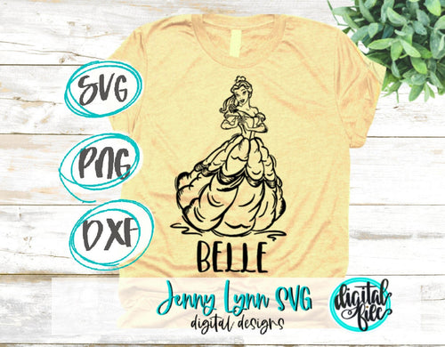 Beauty and the Beast SVG Belle SVG Beauty and Beast svg Shirt DisneySVG Cut File Shirts Silhouette Disneyland Cricut Belle Sketched PNG