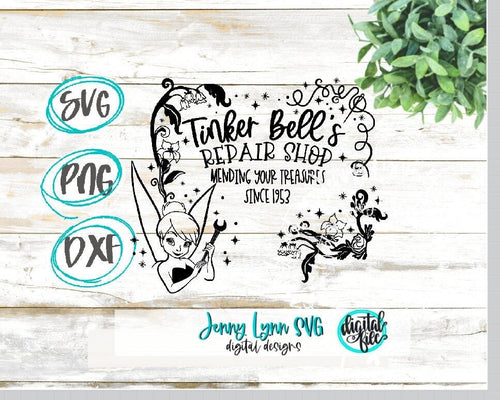 Tinker Bell Sketch OccupationSVG Tink Digital File Iron On Cricut SVG Shirts SVG Dxf PNG Tinkerbell Peter Pan Tink’s Repair Shop