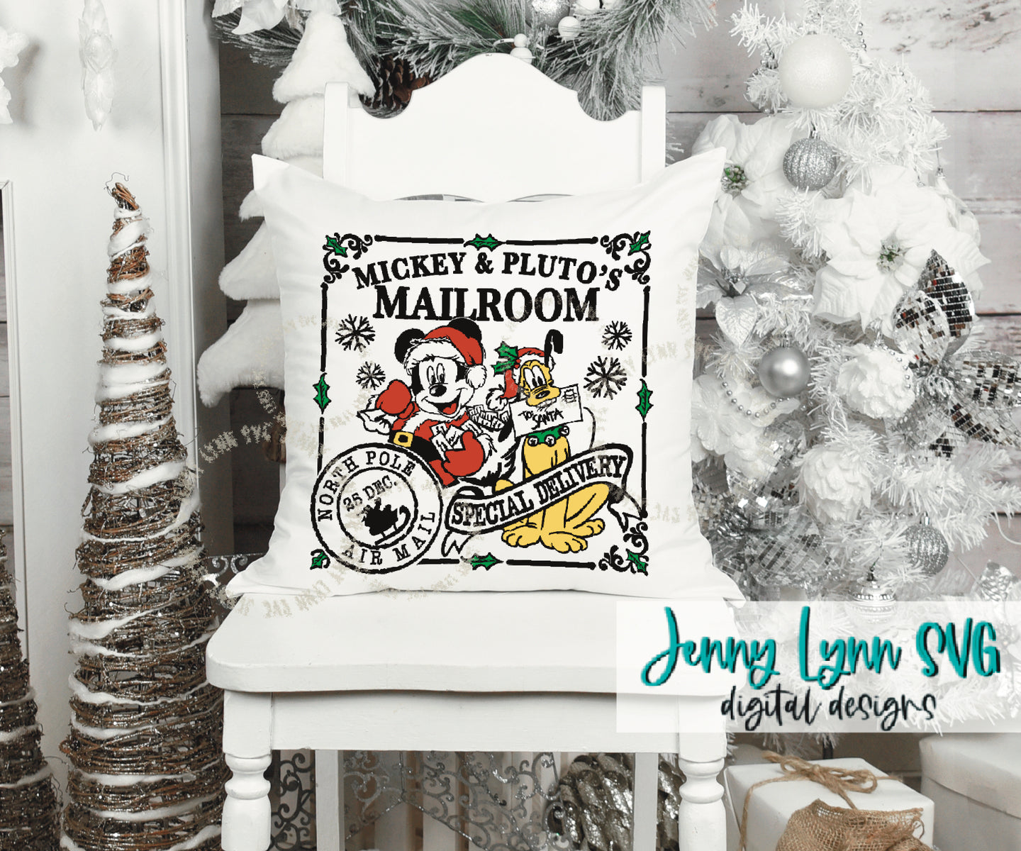Mickey & Pluto Mailroom Christmas SVG DXF PNG